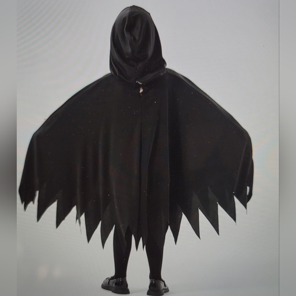 NWT GLOW IN THE DARK GHOST HOODED PANCHO DRESS COSTUME YOUTH 10-12 4 pc set - Picture 2 of 7
